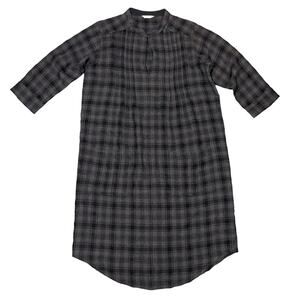 Poetry Plaid Wool Blend Shirt Dress Pleated Front Keyhole Gray Black - US Size 6
